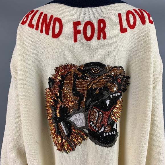 GUCCI Cream Red Blue Beaded Terry Belted Robe - Picture 4 of 13